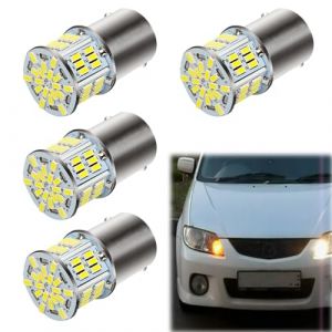Knocery 4 Pièces Ampoule LED Voiture, 1157 Blanc 6500-7000K LED 12V-24V P21/5W, Veilleuse Clignotant pour Feu de Stop de Voiture, Ampoules pour Moto, Auto, RV, (TuGuangZhi, neuf)