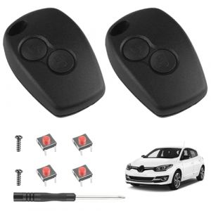 Coque Cl&eacute; pour, 2 PCS Boitier de cl&eacute; 2 Boutons sans Lame Compatible avec Kangoo Modus Clio Master Trafic Twingo Switch et Dacia T&eacute;l&eacute;commande avec 4 Switchs et Tournevis (HaJieQin, neuf)