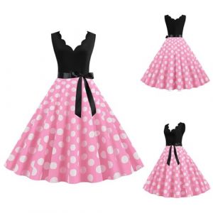 G&eacute;n&eacute;rique Femmes Robe Annee 50 60 40 Vintage Pin Up Retro &eacute;L&eacute;Gante Mariage Cocktail Soir&eacute;E F&ecirc;Te C&eacute;R&eacute;Monie D&eacute;Contract&eacute;E Fronc&eacute; &agrave; Volants Robe Rockabilly Femme Pin Up (qiaoxiahe, neuf)