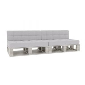 Coussin pour Palette Coussin d'assise Dossier piqué PFG 2xSet (Coussin d'assise 120x80 +Dossier 120x40), Platine (FavreShop, neuf)