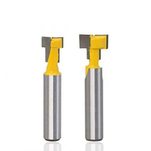 Mesee 2PCS 8mm Queue T-Slot Routeur Bit Set Coupe de Bois T-Slot Fraises à Rainurer en T à Bois Pour 9.52mm et 12.7mm Boulon Hexagonal Jaune (Newseez, neuf)