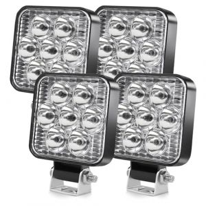 BraveWAY 2.5 Pouces 24W Phare De Travail Led 12v 24v, 4PCS Phare De Travail Led Carré IP68 6500K, Pour Véhicules Tout Terrain Voitures ATV UTV SUV, Camions, Motos, Machines Agricoles, Tracteur (BraveWay, neuf)