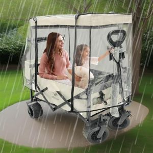 Shyllin Housse de Pluie Pliable Push Pull pour Chariot,Accessoires pour Chariot,Bâche Transparente pour Chariot,Housse de Pluie Universelle en PVC,110x74x51cm (XFJIN243, neuf)