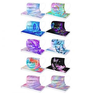 Hahuha 100 Masque_Enfants Jetable Visage Tissu Non-tiss&eacute; 3 Plis ??????, Papillon imprim&eacute; de Enfant Echarpe Bandeaux Respirant Confortable Prot&eacute;ger pour Fille Garcon Sant&eacute; et s&eacute;curit&eacute; de l'&eacute;cole (hahuha, neuf)