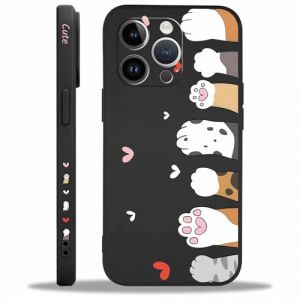 Saqmkil Coque pour iPhone 12 Pro Max, Aesthetic Design Chat Motif Noir Silicone Housse &Eacute;tui, Femme Fille Anti-Rayures Protection Etui Gel TPU Souple Bumper Cover pour iPhone 12 Pro Max 6,7'', Coeur (runjinggongyi, neuf)