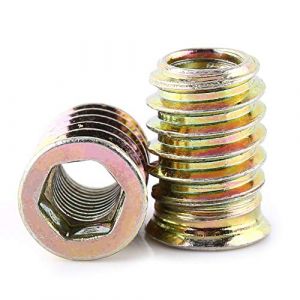Insert Filet&eacute; Bois, 20pcs M8 x 20 mm Inserts d'&eacute;crou, &Eacute;crous &agrave; Visser Douille, &Eacute;crou hex filet&eacute; en alliage de zinc, &Eacute;crou &agrave; T&ecirc;te pour meubles Chaises Lits en bois(M8 x 20 mm) (Vasting, neuf)