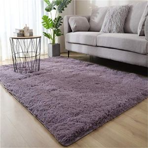 Hiser Rugs Tapis de Salon à Poils Longs Tapis de Sol Moelleux Shaggy Doux et Confortable Moderne Tapis Antidérapant Décoration Intérieure Tapis Moelleux pour Salon Chambre (Gris Violet,140x200cm) (XiangShiKongShangMao, neuf)