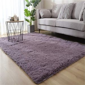 Hiser Rugs Tapis de Salon à Poils Longs Tapis de Sol Moelleux Shaggy Doux et Confortable Moderne Tapis Antidérapant Décoration Intérieure Tapis Moelleux pour Salon Chambre (Gris Violet,140x200cm) (Hiseng, neuf)