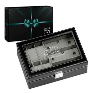 Maverton Boite a montre avec Vitre Gravée - Coffret Cadeau Personnalisé pour Montres et Lunettes - Boîte de rangement pour lui – Idee Cadeau Homme - Cadeau Anniversaire Homme - coffret (MAVERTON, neuf)