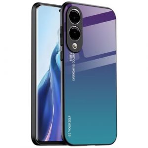 EASSGU Coque Adapt&eacute; pour Samsung Galaxy S25 Edge (6.7" inches), Coque Arri&egrave;re en Verre D&eacute;grad&eacute; Anti-Chute et Anti-Rayures &Eacute;tui de T&eacute;l&eacute;phone Portable - Bleu Violet (EASSGU, neuf)