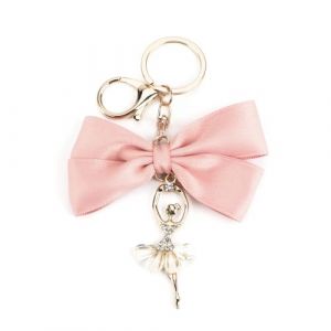 Porte cl&eacute;s &eacute;l&eacute;gant pour femme, motif ballerine rose en verre cristal avec n&oelig;ud rose, Porte Clef mignon, cadeau pour amoureux, Porte cl&eacute;s pour les amateurs de danse (LCLYX, neuf)
