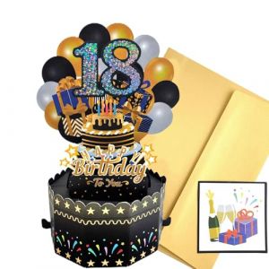 Carte de 18 ans Anniversaire,Carte Pop Up 18e Anniversaire,3D Carte de Voeux Joyeux Anniversaire avec Enveloppe,Carte de v&oelig;ux d'anniversaire pour filles et gar&ccedil;ons (Zxljnbo, neuf)