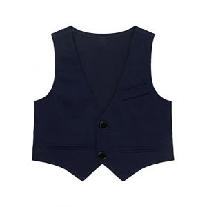Alvivi Enfant Gar&ccedil;on Costume d'honneur Gilet Veste sans Manches Vestons Chemise Gilet Mariage Bapt&ecirc;me C&eacute;r&eacute;monie Uniforme Scolaire 3-14 Ans Bleu Marine A 7-8 Ans (Acfunny-eu, neuf)