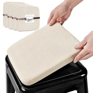 BUYUE Lot de 4 coussins de tabouret de bar magn&eacute;tiques en tissu tiss&eacute; - Antid&eacute;rapants et respirants - Pour caf&eacute;, bistrot - Tabourets en m&eacute;tal empilables (carr&eacute;, beige, 4 pi&egrave;ces) (BUYUE, neuf)