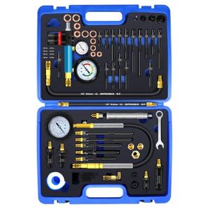 RUIZHI 46 Pcs Testeur de Compression - Testeur de Perte de Pression 0-50 Bar | 0-725 Psi,Testeur Moteur pour Moteurs Diesel Et Essence HDi, TDCi,Voitures, Camions, M8, M10, M12, M14, M20, M22, M24 (SOUND EU, neuf)