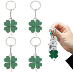 ZKGYUS 4 Pcs Porte Clef Trefle 4 Feuilles Porte Cle Porte Bonheur Trefle A 4 Feuilles Porte Clef Femme Cadeau Porte-cl&eacute;s Lucky Tr&egrave;fle &Agrave; Quatre Feuilles Fortune Keychain Porte-Cl&eacute;s (Newbilty OU, neuf)