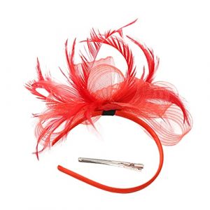 LIFKOME Chapeau Bandeau À Pinces À Cheveux Bibi Pour Fête Du Thé Chapeau En Maille Rouge (Yaeerang, neuf)