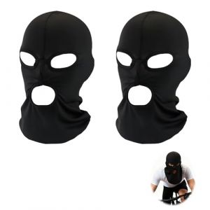 2 Pi&egrave;ces Cagoule Balaclava, Balaclava &agrave; 3 Trous Respirant Protection UV de Visage Comple Ski Cagoule Coupe-Vent pour Homme Femme Doublure Casque pour V&eacute;lo Ski et Sports de Plein Air Noir Taille Unique (Xueyuyingkeji, neuf)