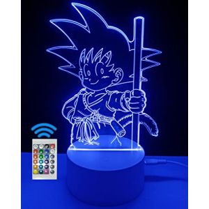 famvacor Veilleuse pour enfants 3D lampe de chevet décorative dragon ball télécommande super cadeau pour les enfants (Son Goku Child) (famvacor, neuf)