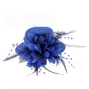 Lot de 2 mini chapeaux avec clip, petit chapeau, épingles à cheveux avec plumes et fleurs, bibi pour filles, fête à thème, carnaval, Halloween, bleu roi (Wambere, neuf)