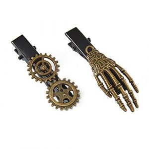 Pince à cheveux Steampunk Cool Gear Squelette Main Épingles à cheveux décoratives Halloween Headwear Épingles à cheveux Barrettes Steampunk Gothique Pince à cheveux en métal Style pour femmes filles (guangzhoujucikejiyouxiangongsi, neuf)