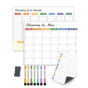 SONNELD Planning hebdomadaire magn&eacute;tique effa&ccedil;able pour r&eacute;frig&eacute;rateur, tableau blanc, planificateur hebdomadaire familial avec 7 marqueurs de couleur id&eacute;al comme planificateur familial magn&eacute;tique (SONNELD, neuf)