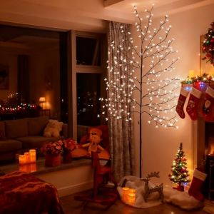 CCLIFE Arbre Lumineux Interieur LED de Noel Extérieur Lumineuse avec Fonction de Mémoire, Lampe Cerisier, Blanc Froid, IP44, 220 cm, 240 LED, CushHom (CCLIFE Technic GmbH, neuf)