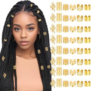 Tyqour 48 Pièces Bijoux Cheveux Tresse Doré, Accessoire Cheveux Dorés, Bijoux de Cheveux Dorés Pour Tresses, Pinces à Cheveux en Spirale, Bijoux Pour Dreadlocks, Bijoux Cheveux Doré (Passingby, neuf)