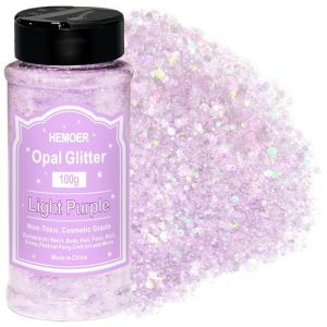 HEMOER Paillettes Opale Violet Clair 100g, Paillettes Hexagonales Cosm&eacute;tiques M&eacute;lang&eacute;es pour Visage, Corps, Yeux, Cheveux, Ongles, R&eacute;sine, Paillettes pour Artisanat Cr&eacute;atif (HEMOEREU, neuf)