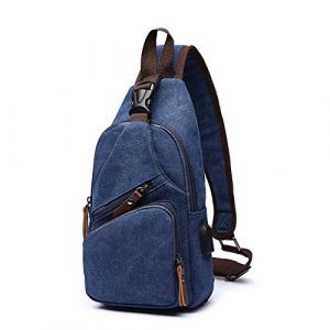 FANDARE Mode Sac de Poitrine Homme Sac de Toile Sacoche pour Homme Sac d'Epaule Sacoche avec USB Sac Bandouli&egrave;re Sling Bag pour Cyclisme,Aventure,Voyage Bleu Fonc&eacute; (BEWMER S.R.L., neuf)