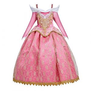 MYRISAM Fille D&eacute;guisement d&rsquo;Aurore La Belle au Bois Dormant Cosplay Costume Princesse Conte de F&eacute;e D&eacute;grad&eacute;s Robe Carnaval Halloween No&euml;l Anniversaire C&eacute;r&eacute;monie F&ecirc;te 9-10 Ans (MYRISAM store, neuf)