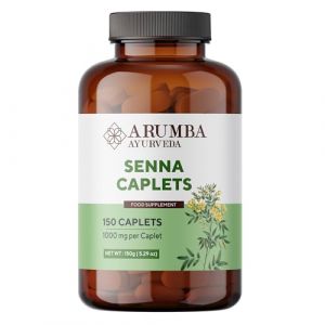Arumba Ayurveda Caplets de séné 1000 mg, 150 nos, à base de poudre de feuilles de séné (Cassia angustifolia), laxatifs, santé digestive, nettoyage détox (Yelixir Nutrition, neuf)