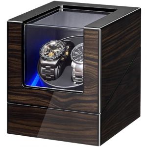 ANWBROAD Remontoir Montre Automatique, Nouveau Coffret Remontoir Pour Montres Automatiques Couleur &eacute;b&egrave;ne Laqu&eacute; Piano, Bo&icirc;tier Rotatif Avec 4 Modes de Rotation, Moteur Silencieux, JWW001E (ANWBROAD, neuf)