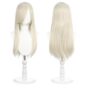 Perruque de d&eacute;guisement universelle 60cm pouces avec 2 filets &agrave; cheveux pour cosplay, Halloween et f&ecirc;tes &agrave; th&egrave;me (Beige) (Dimension Style, neuf)