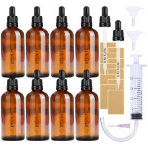 Flacon pipette flacon verre ambr&eacute; 8 Stk 100ml flacon compte gouttes compte goutte flacon huile essentielle vide Comprenant 5 Pi&egrave;ces d'accessoires&hellip; (Guanghanzhai Trading, neuf)