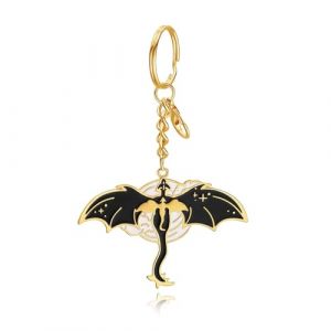 Porte-Cl&eacute;s Dragon Noir Dor&eacute; en M&eacute;tal, Pendentif Fantaisie Kawaii pour Sac &agrave; Main, Voiture, Bijou de Sac Original, Goodies Cadeau Anniversaire Enfant Femme Amie, Accessoire Mignon Porte Cl&eacute; Animaux (STUG, neuf)