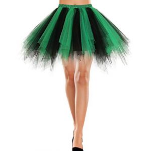 Bbonlinedress Jupe Tulle Femme Jupe Tutu Femme Danse Vintage Rétro pour Soirée Mariage Cocktail Déguisement Anniversaire MulticoloreBlack Green XL (Bbonlinedress, neuf)