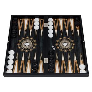 HBS GAMES Midnight Pearl Design Backgammon - Jeu de société - 48 cm - En bois - Avec pions en acrylique - Pour adultes et amis (HBS GAMES, neuf)