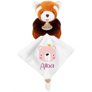 KDO MAGIC - Doudou personnalisé - Personnalisable avec Un prénom - Peluche personnalisée - Cadeau Naissance, garçon, Fille, bébé, Anniversaire (Ours Rose, Panda Roux) (KDO-MAGIC, neuf)