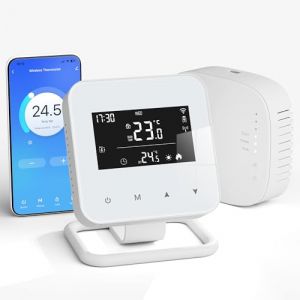 Beok Thermostat sans Fil programmable quotidiennement avec récepteur,Tuya Thermostat Connecté WiFi pour chaudière Compatible avec Alexa et Google Home Alimentation par Piles o USB (Beok, neuf)