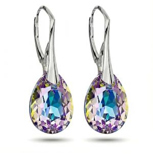 Boucles D'oreilles Femme Argent 925 Poire Bijoux avec Cristaux Bijoux Femme avec Boite Cadeau Boucles D'oreilles Cadeau Longues Boucles d'oreilles pendantes (Panda-Jewellery, neuf)