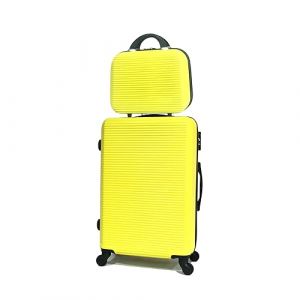 CELIMS - Valises Légères Approuvées par 100+ Compagnies Aériennes pour Un Voyage en Toute Confiance (Moyenne 65 cm + Vanity 14 Pouces, Jaune) (CELIMS, neuf)