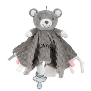 SIMYJOY Serviette de Bébé Jouets Doudou Personnalisé DIY avec Prenom, Couverture De Sécurité Personnalisé pour Bébé, Cadeau Fille Garçon Ours Gris (SIMYJOY, neuf)