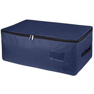 IHOMAGIC 49L Sac de Rangement Vetement Sous Lit, Grande Organiseur Sac Demenagement Pliable, Sac de Voyage Sac Rangement pour Couette Serviette Couverture 56x35x25CM (Bleu Foncé) (LINGKE-EU, neuf)