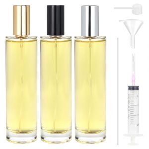 Samulee 3 Pi&egrave;ces Vaporisateur Parfum Verre 100ml, Flacon Parfum Vide Rechargeable, Atomiseur en Verre, Bouteille Vide pour Voyage, Vacances, Cadeaux (Capuchon Dor&eacute;, Argent&eacute; et Noir) (pxbrotherec, neuf)