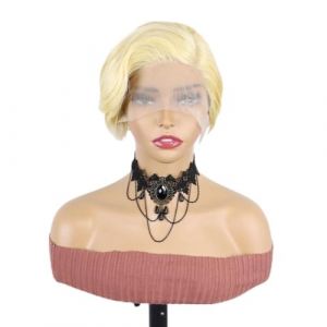 Perruque courte Bob for femme, cheveux humains, perruque courte Bob droite de 8 pouces, perruque sans colle en dentelle transparente 13x1, avec cheveux de bébé, for femme noire, perruque Pixie Cut.(Go (MYDZSWZX, neuf)