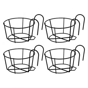 SacJkt Panier Fleurs à Suspendre, 4 Pièces Pot de Fleur Suspendu Metal, Pot de Fleur Suspendu Exterieur, Panier à Plantes en Métal, Adapté au Jardin, à la Cour Avant et Arrière, au Balcon, Noir (SmTech, neuf)