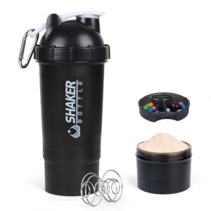 XTKS Shaker à Protéines 500 ml - Bouteille Shaker avec Compartiment à Poudre - Anti-Fuite et Facile à Nettoyer Pour shakes protéinés -shaker proteine avec boule - Sans BPA （Blanc） (SHAKER BOTTLE, neuf)