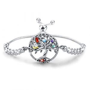 Odinstone Bracelet Arbre de vie en Argent 925 Bracelet Femme Bijoux Cadeau Anniversaire F&ecirc;te des M&egrave;res Cadeau Maman 18+5cm R&eacute;glable (Bracelet arbre de vie-B) (Odinstone, neuf)