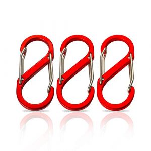 S Mousqueton 3 pièces - Mousqueton Porte-clés - Mousqueton à Double Ouverture - Mini Mousqueton - Set de mousquetons - Mousqueton Petit - pour Le Camping, la pêche ou Le Sport. (Rouge 66x30 mm) (Holesto, neuf)